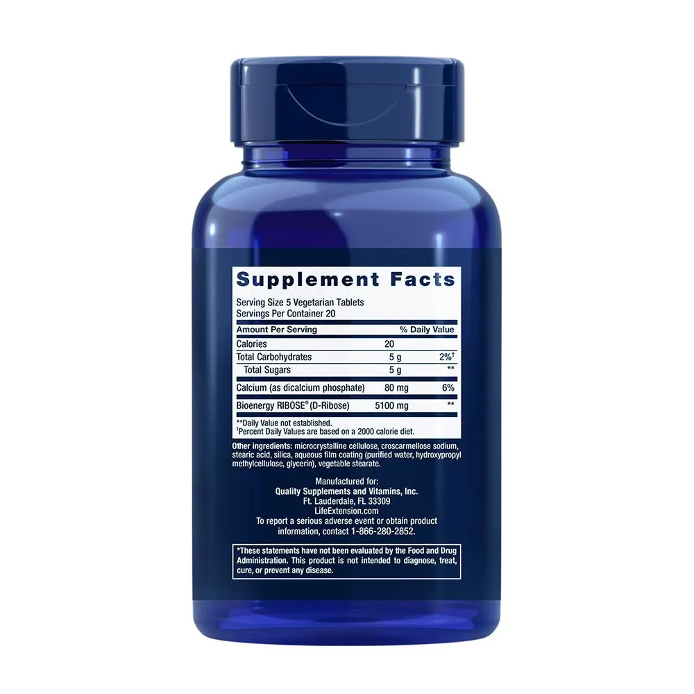 D-Ribose Tablets - 100 vegetarian tabs – Obrázok 2