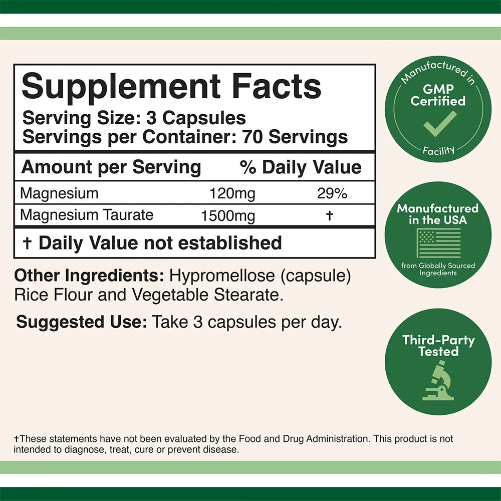 Double Wood Supplements Magnesium Taurate (210 capsules) – Obrázok 2