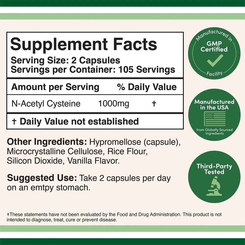 Double Wood Supplements N-Acetyl Cysteine (NAC) (210 capsules) – Obrázok 2