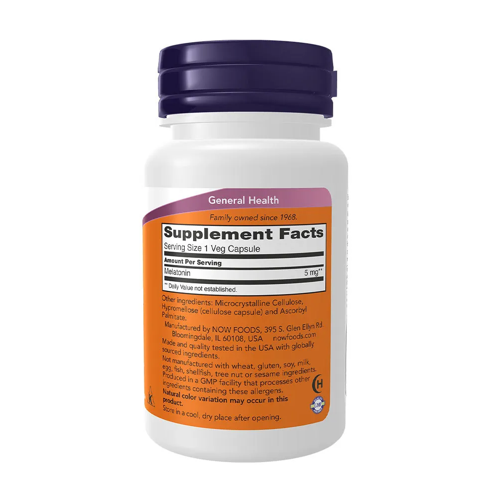 NOW Melatonin 5 mg (60 Veg Capsules) – Obrázok 2