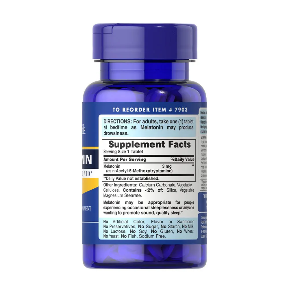 Puritan's Pride Melatonin 3 mg (120 Tablets) – Obrázok 2