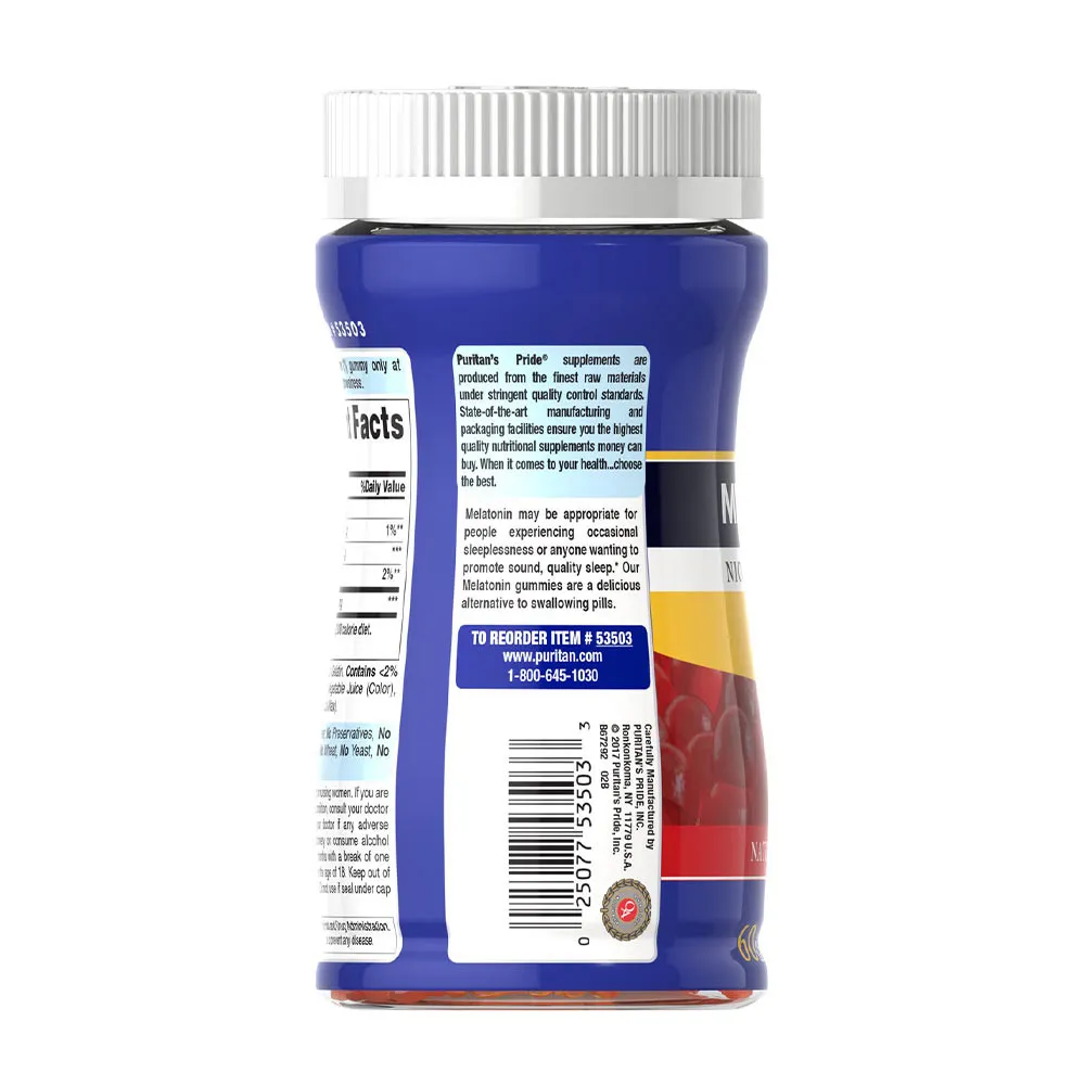 Puritan's Pride Melatonin Gummy 2.5 mg (60 Gummies, Strawberry) – Obrázok 3