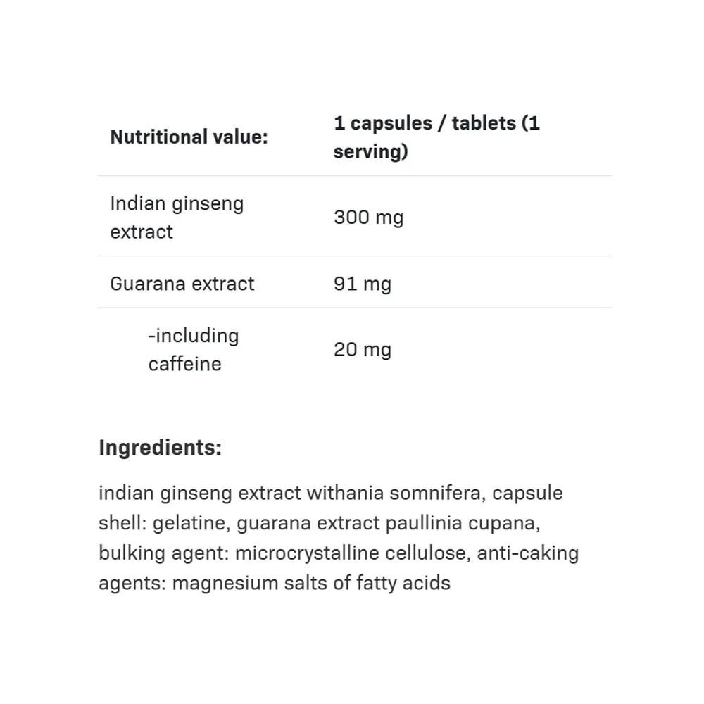 ALLNUTRITION Ashwagandha + Guarana (30 Capsules) – Obrázok 2