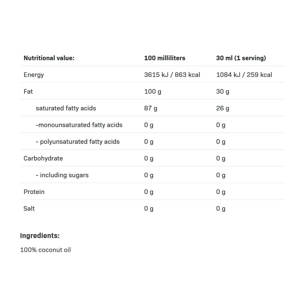 ALLNUTRITION Coconut Oil Unrefined (1000 ml) – Obrázok 2