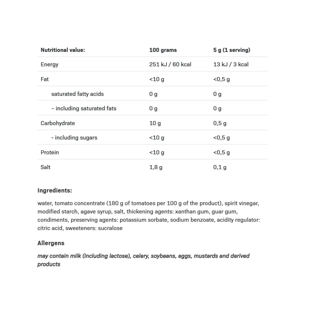 ALLNUTRITION Ketchup (460 g) – Obrázok 2