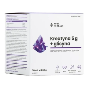 AURA HERBALS Kreatín monohydrát 5 g + Glicyne v sáčkoch (30 ks) - Viking Supplements