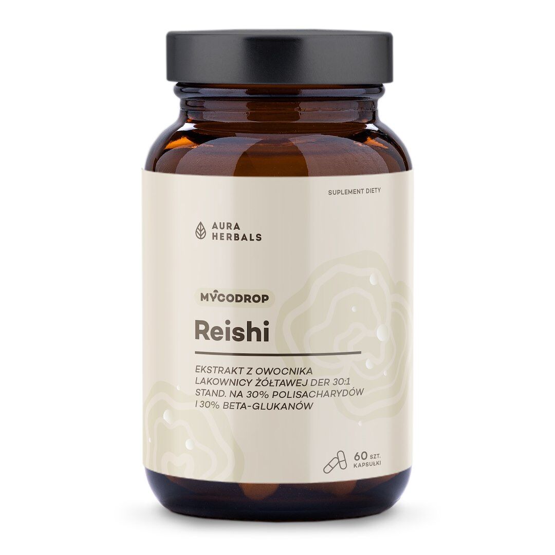 Aura Herbals - Mycodrop Reishi 30:1, 30% beta-glukaner (60 kapsler)