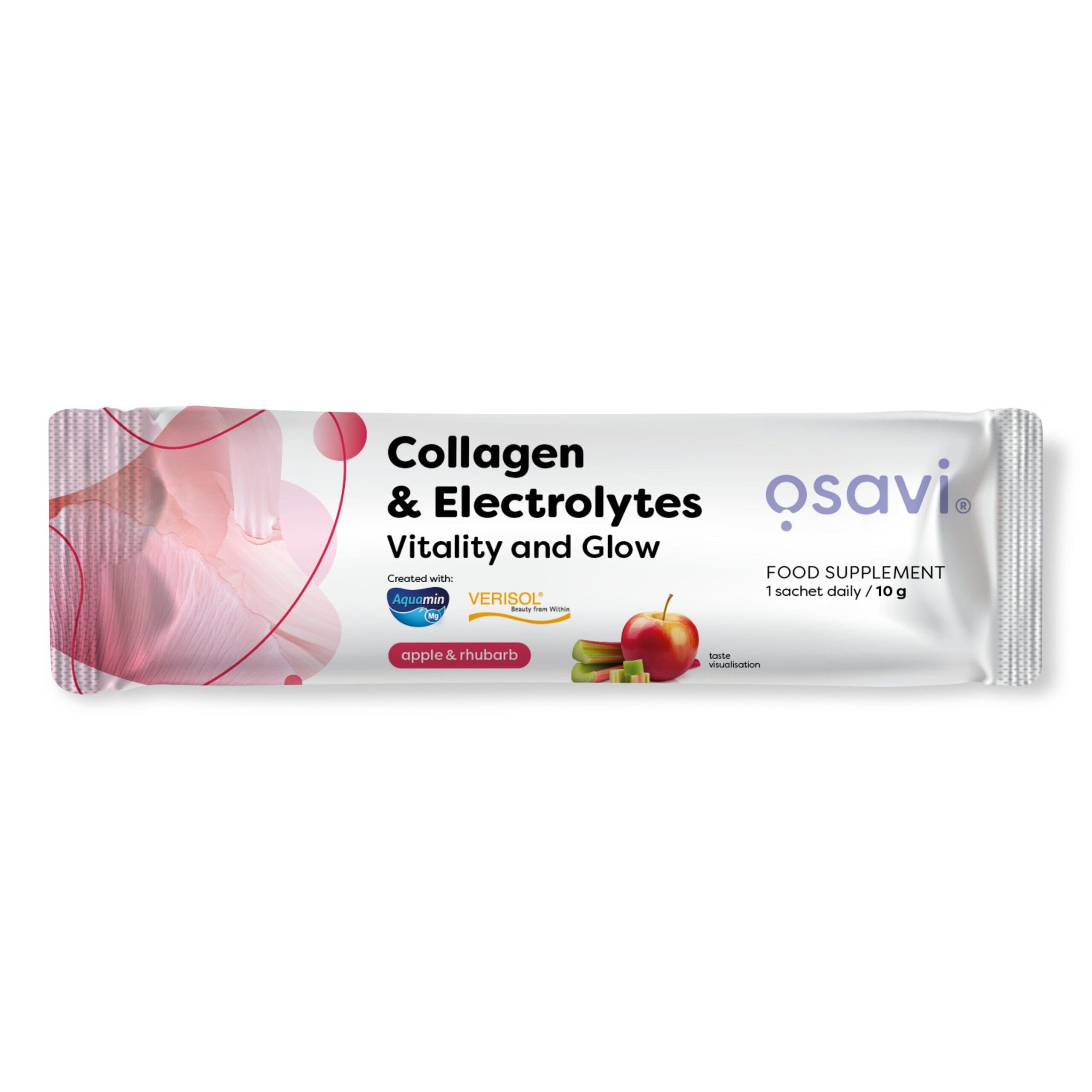 Kollagen, elektrolytter, vitalitet og glød, æble og rabarber 10 g (1 portion) billede
