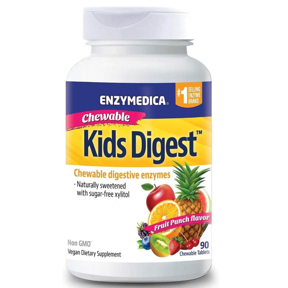 Enzymedica Kids Digest – žuvacie tablety s príchuťou ovocného punču, 90 kusov – Viking Supplements