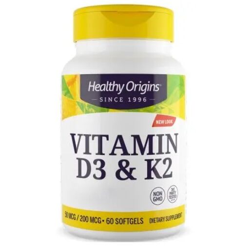 Healthy Origins - Vitamin D3 & K2, 60 kapsler