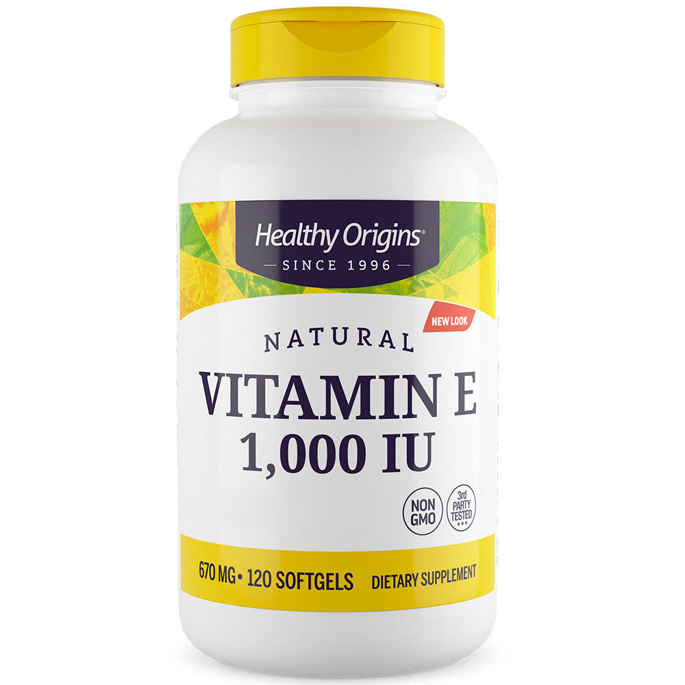 Healthy Origins Naturligt E-vitamin 1 000 IE 120 bløde kapsler