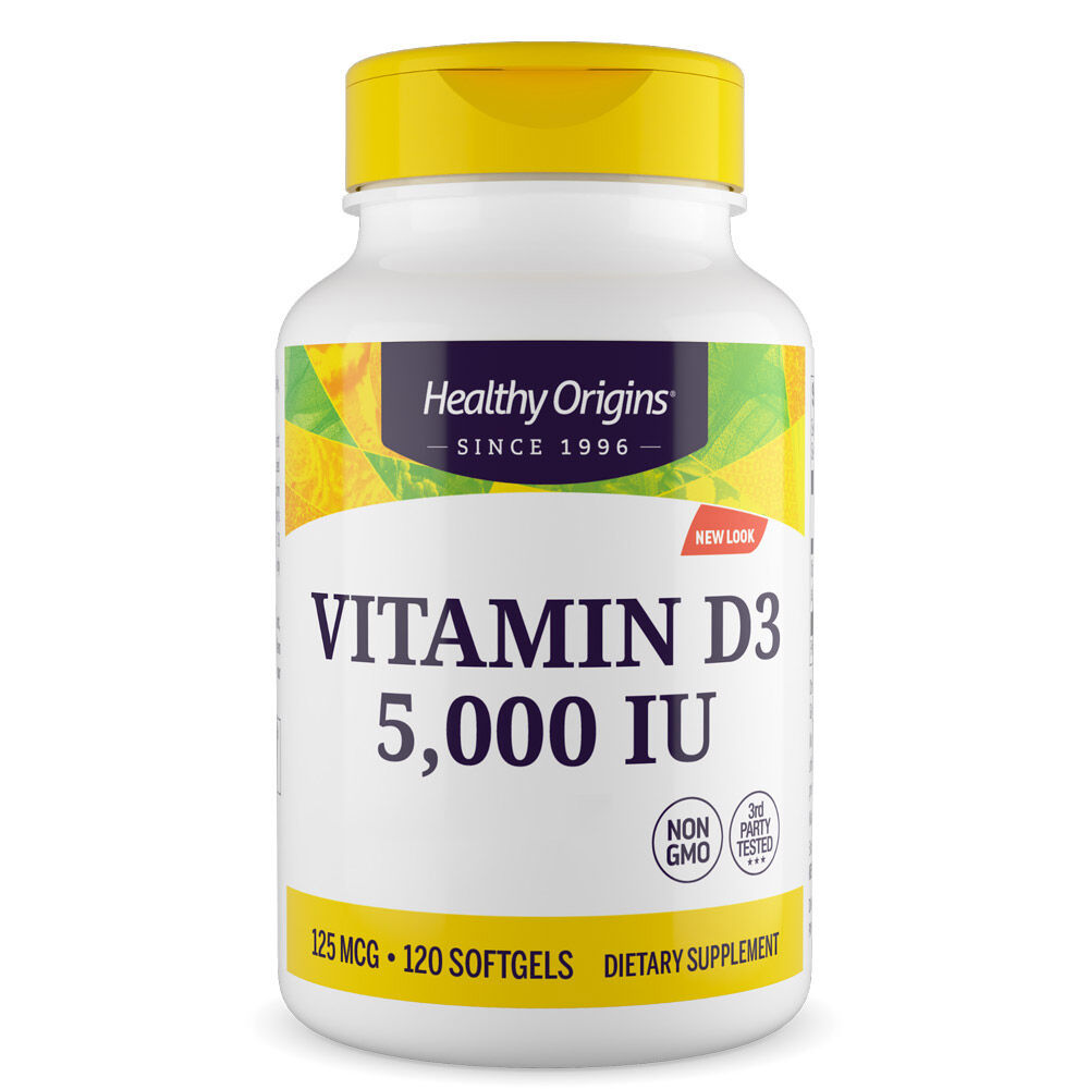 Healthy Origins - Vitamin D3 Depot 5000 IU, 120 bløde kapsler