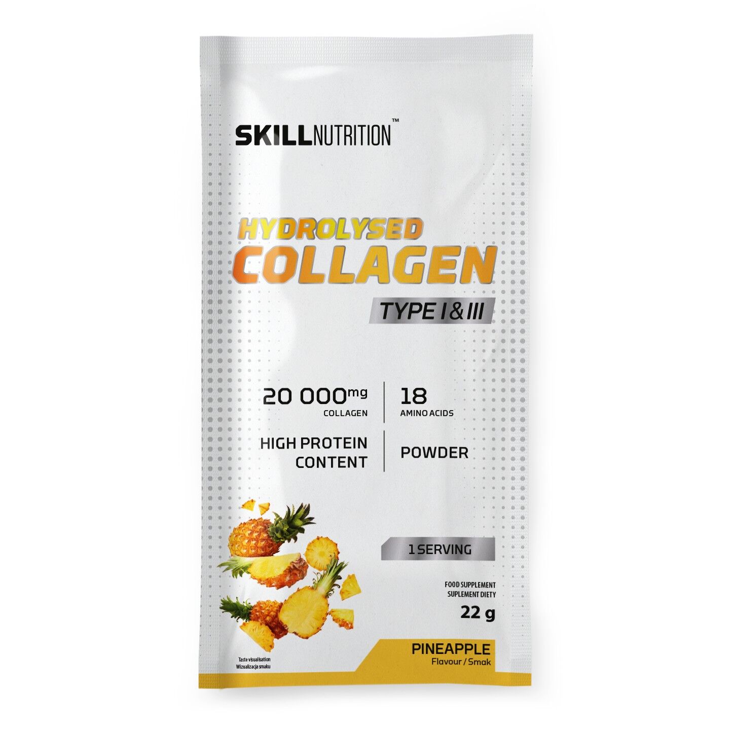 Hydrolysed Collagen Type I & III, Pineapple 22g (1 serving) billede