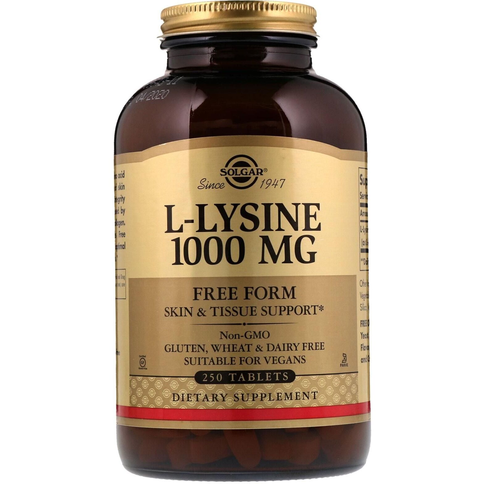 Solgar - L-Lysine 1000 mg, 250 tabletter