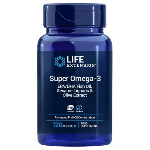 LIFE EXTENSION Super Omega-3 EPA/DHA with Sesame Lignans & Olive Extract EU version (120 enteric coated sgels) - Viking Supplements