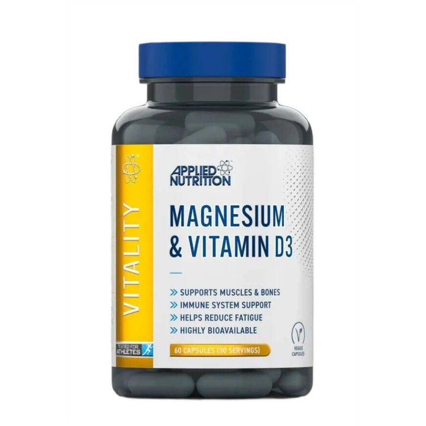 Applied Nutrition - Magnesium og D3-vitamin + 60 vegetariske kapsler