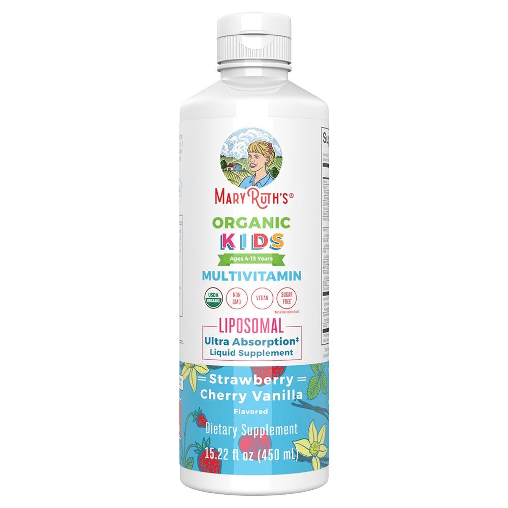 Mary Ruth's Liquid Kids – multivitamínový prípravok s lipozómami, príchuť jahoda, čerešňa a vanilka, 15,22 oz (450 ml) – Viking Supplements