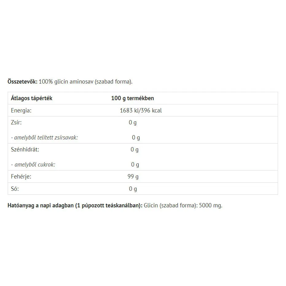 Natur Tanya 100% Glycine Amino Acid (500 g) – Obrázok 2