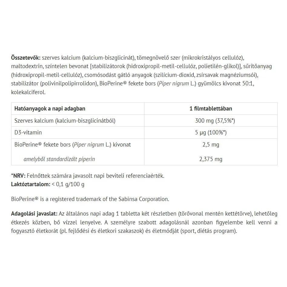 Natur Tanya Calcium Bisglycinate (60 Tablets) – Obrázok 2