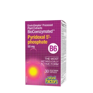 Natural Factors BioCoenzymated Pyridoxal-5-fosfát B6 50 mg (30 rastlinných kapsúl) – Viking Supplements
