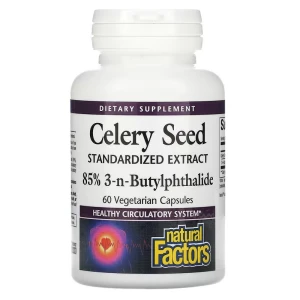 Natural Factors – Semená zeleru 85%, 3-n-butylftalidy, 60 rastlinných kapsúl – Viking Supplements