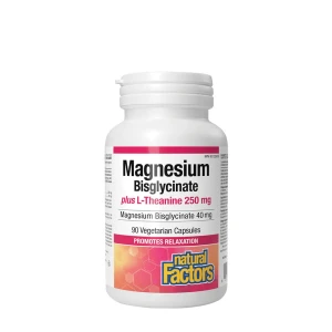 Natural Factors – bisglycinát horčíka 100 plus L-teanín 250 mg (90 kapsúl) – Viking Supplements