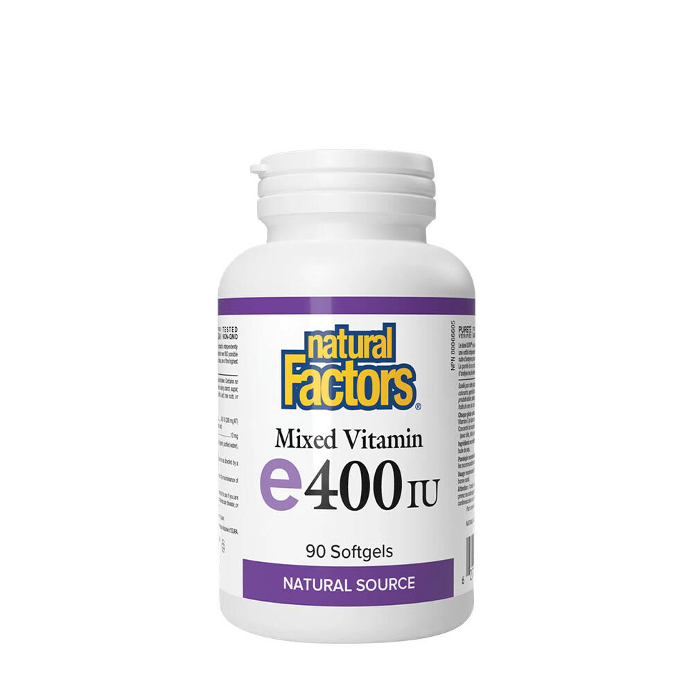 Natural Factors Zmes vitamínu E z prírodných zdrojov 400 IU (90 mäkkých kapsúl) – Viking Supplements