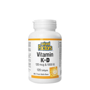 Natural Factors Vitamin K+D 120 mcg & 1000 IU (120 Softgels) - Viking Supplements