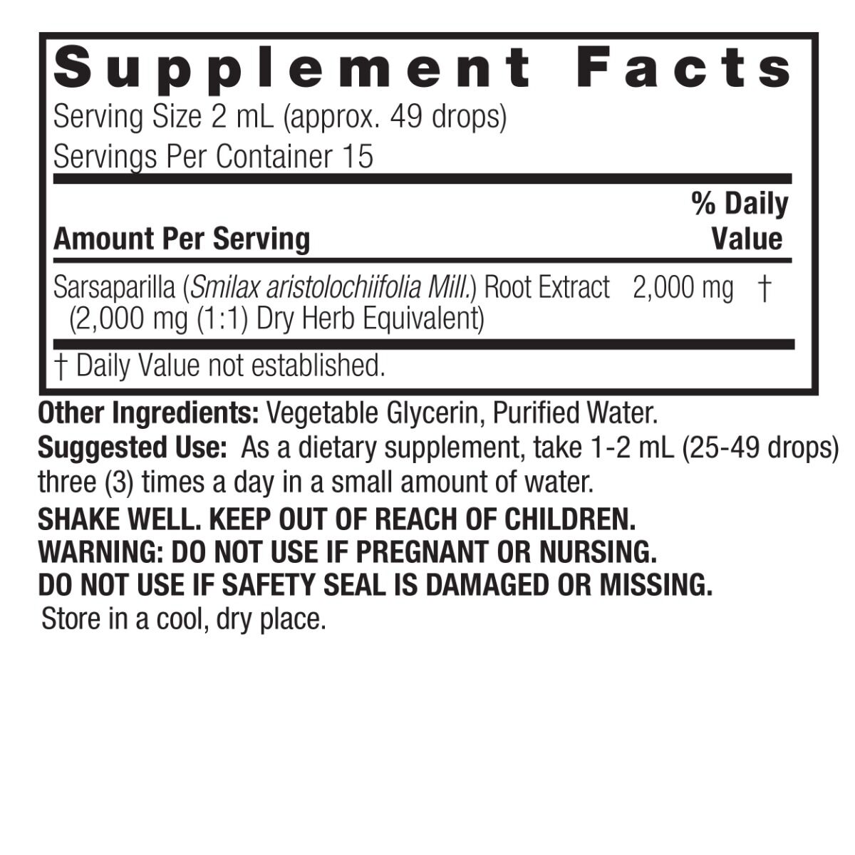 Nature's Answer Sarsaparilla Root 2000ml. Alcohol-Free 30ml – Obrázok 4
