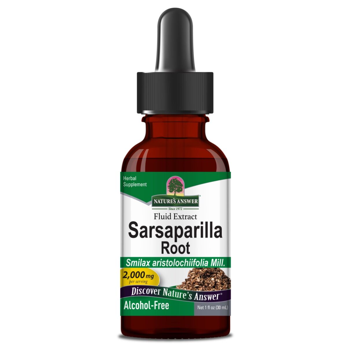 Nature's Answer – koreň sarsaparilly, 2000 ml. Bez alkoholu, 30 ml – Viking Supplements