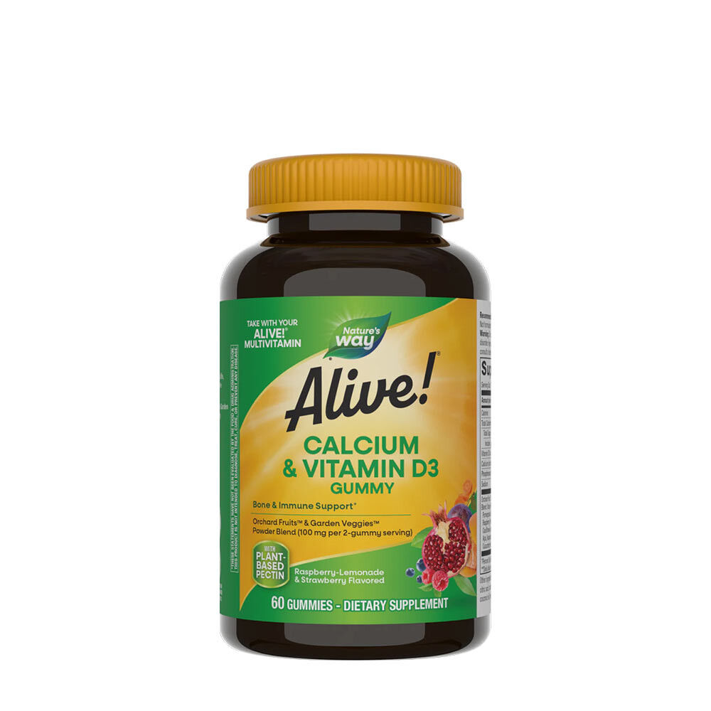 Natures Way Alive!® Gumené cukrovinky s vápnikom a vitamínom D3 (60 kusov) – Viking Supplements