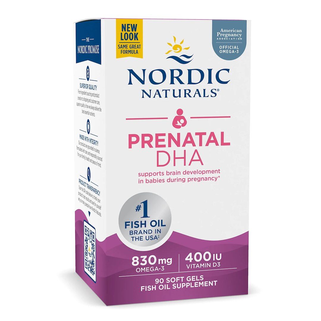 Prænatal DHA, 830 mg omega-3 + 400 IE D3 uden smag 90 bløde kapsler billede