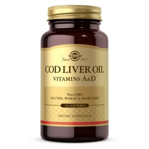 SOLGAR Olej z tresčej pečene – vitamíny A a D (250 kapsúl) – Viking Supplements