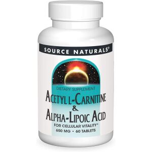 Source Naturals Acetyl-L-karnitín a kyselina alfa-lipoová 650 mg, 60 rastlinných tabliet – Viking Supplements
