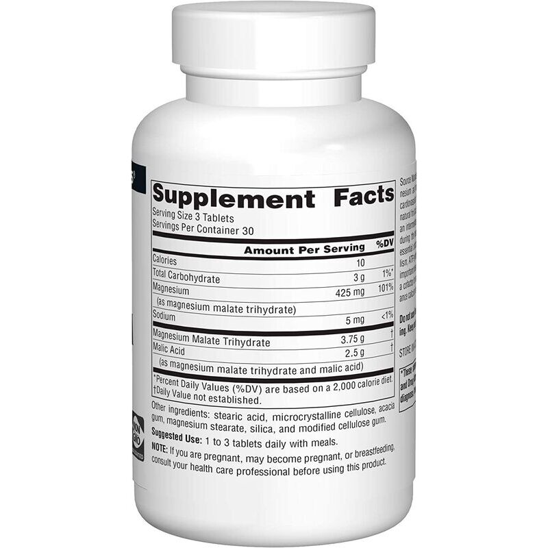 Source Naturals Magnesium Malate 1250mg 90 tablets – Obrázok 3