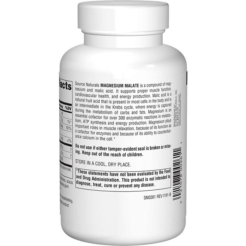 Source Naturals Magnesium Malate 1250mg 90 tablets – Obrázok 4