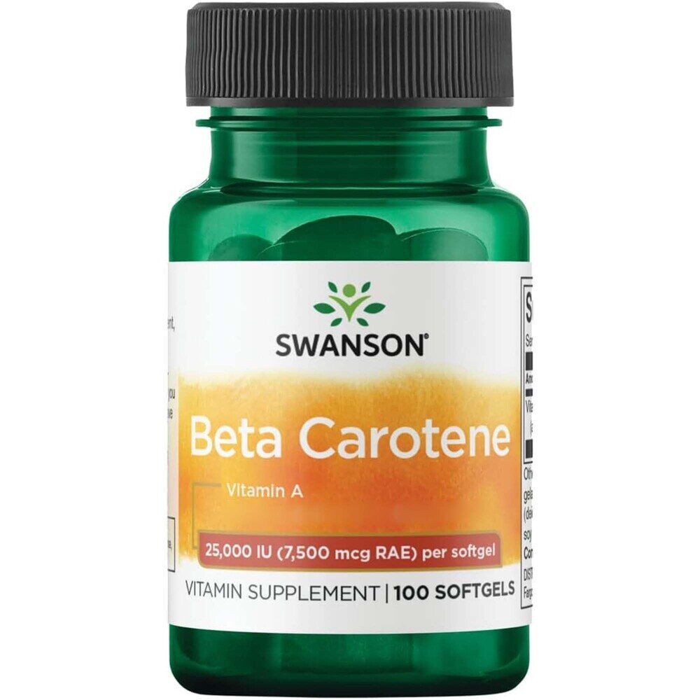 Swanson Betakaroten 25 000 IU (7 500 mcg) 100 bløde kapsler