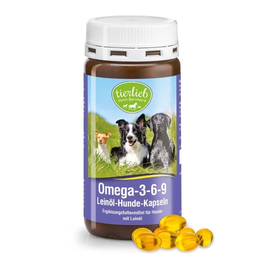 TIERLIEB Omega-3-6-9 Hørfrøolie-kapsler til hunde (180 kapsler) billede