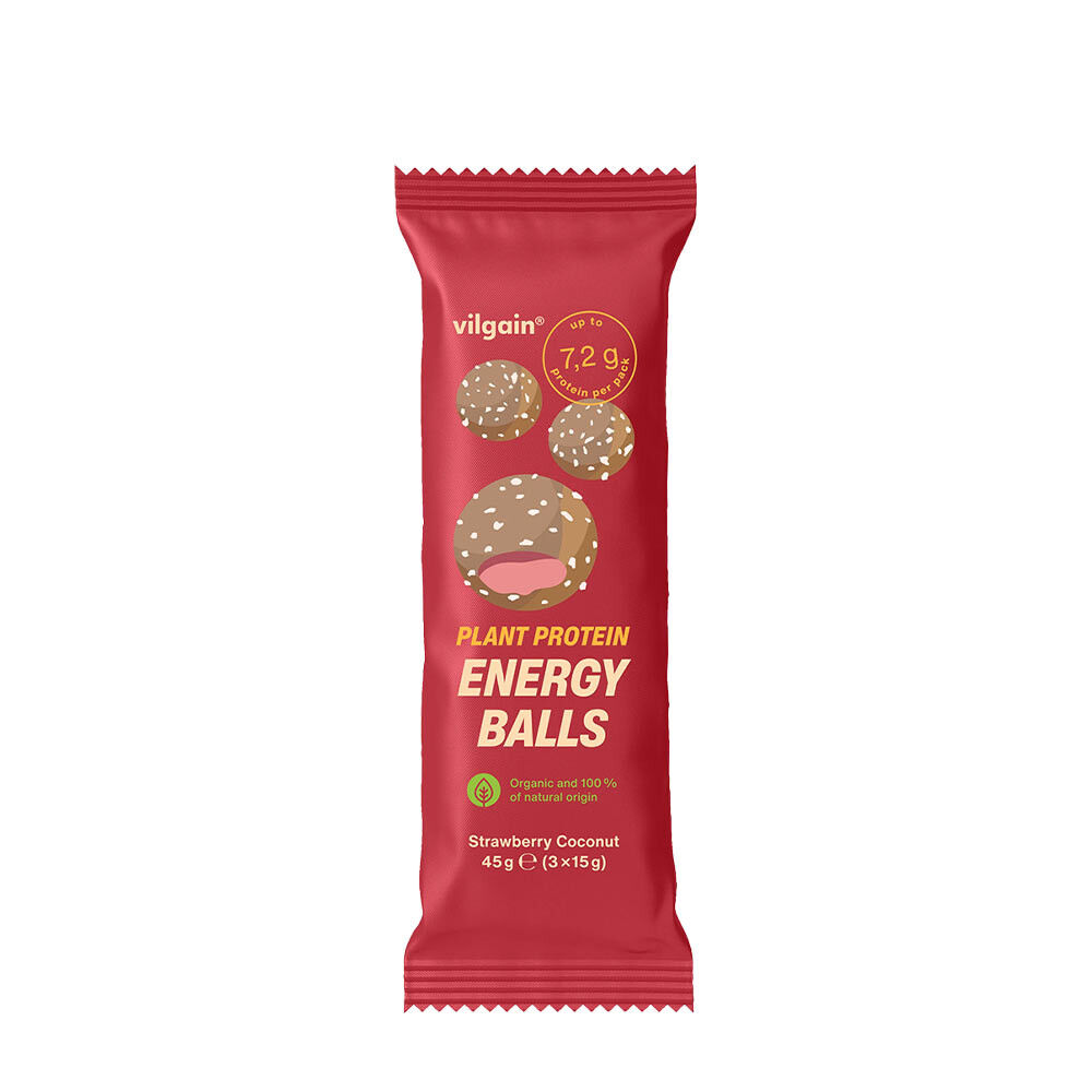 Vilgain Plant Protein Energy Balls BIO Jordbær-kokos (45 g) billede