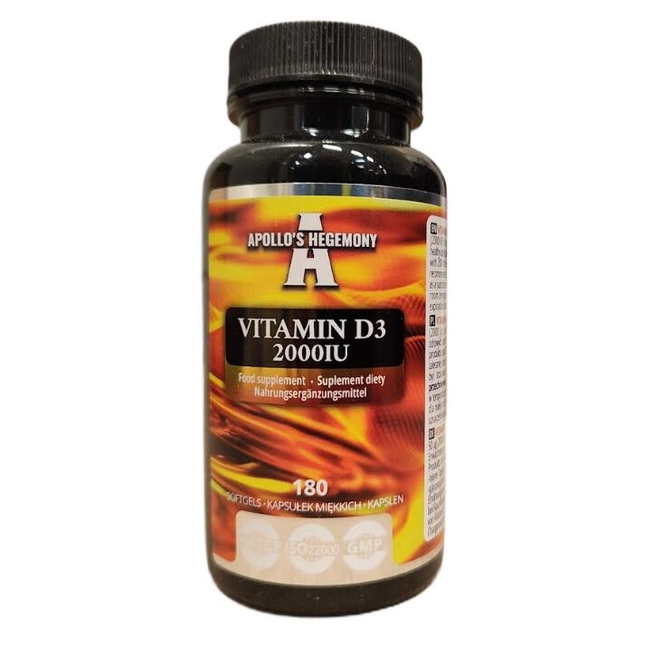 Apollo's Hegemony - Vitamin D3 2000 IE + 180 bløde gelkapsler